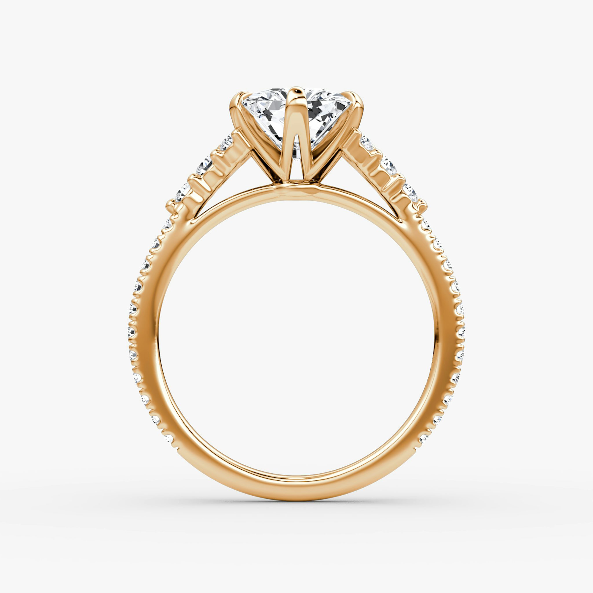 The Round Cluster Heirloom | Radiant | 14k | Roségold | bandAccent: Mit Pavé-Besatz | diamondOrientation: vertical | caratWeight: other