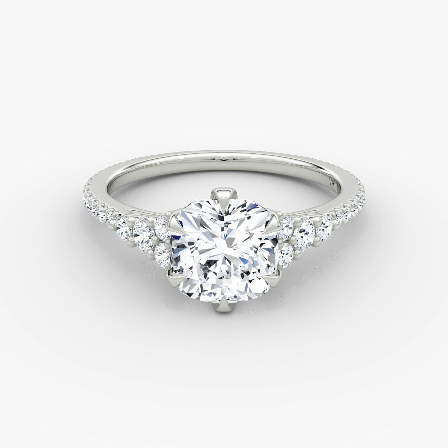 The Round Cluster Heirloom | Cushion | 18k | White Gold | bandAccent: Pavé | diamondOrientation: vertical | caratWeight: other
