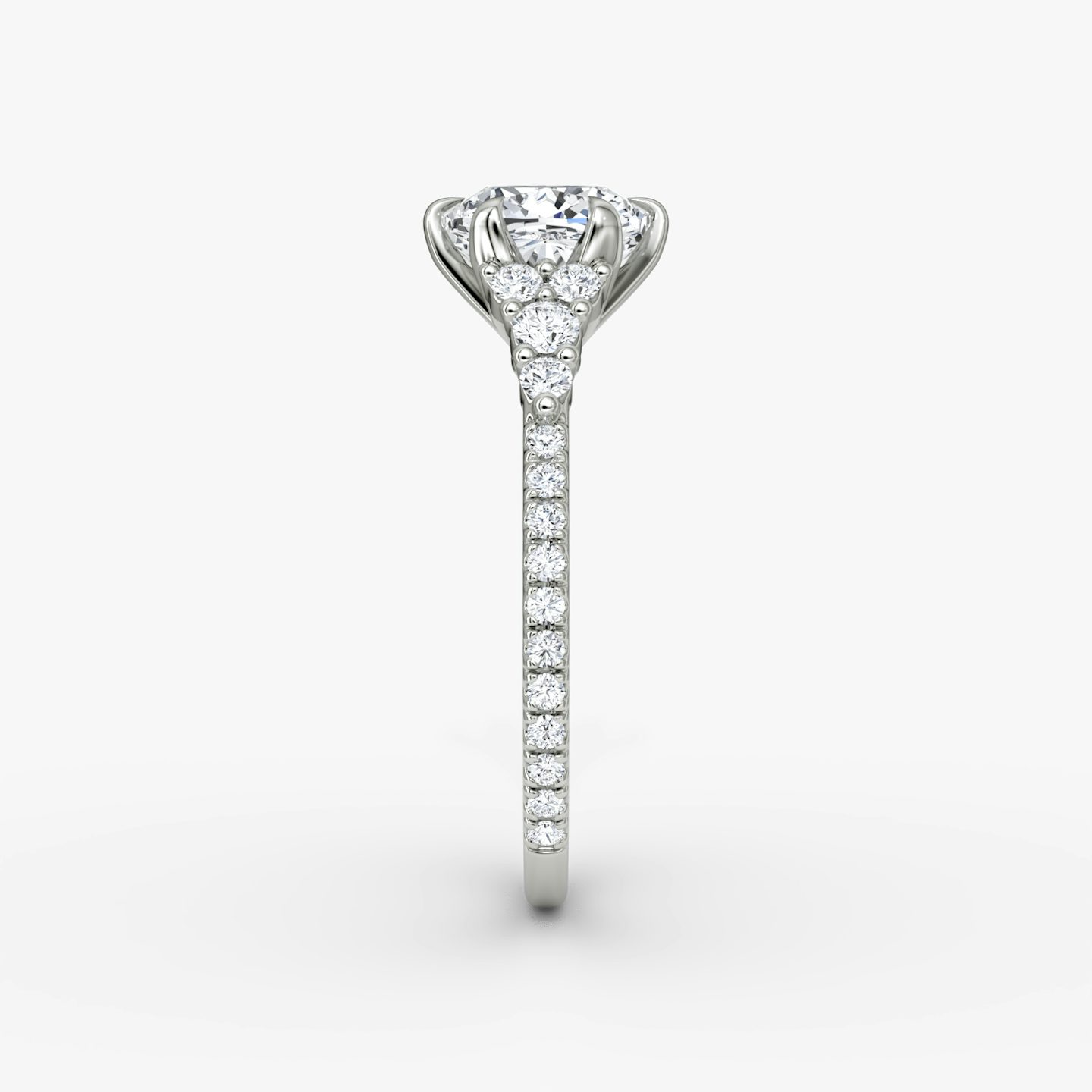 The Round Cluster Heirloom | Cushion | 18k | White Gold | bandAccent: Pavé | diamondOrientation: vertical | caratWeight: other