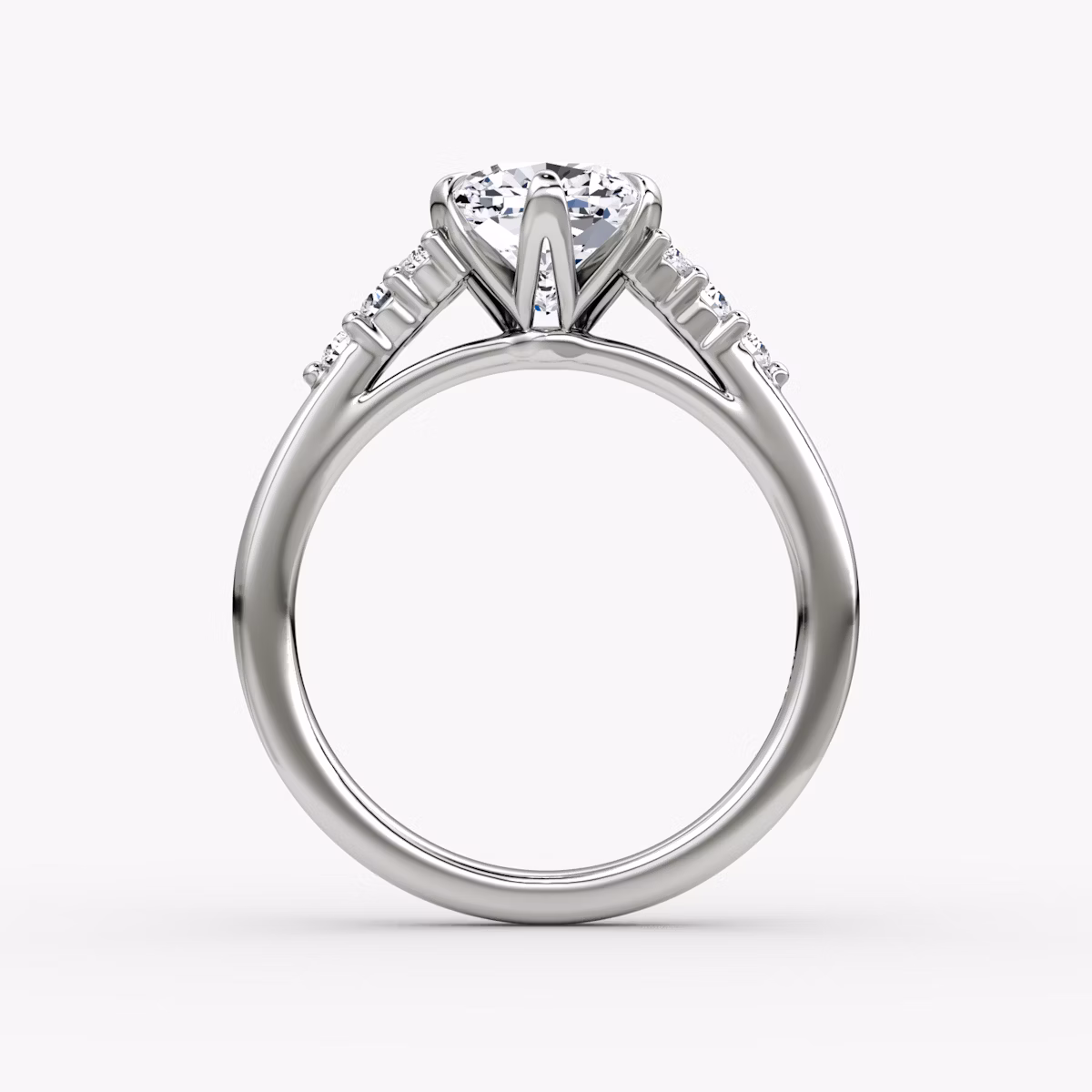Anillo de compromiso Round Cluster Heirloom | Cojín | Platino | bandAccent: Simple | diamondOrientation: vertical | caratWeight: other