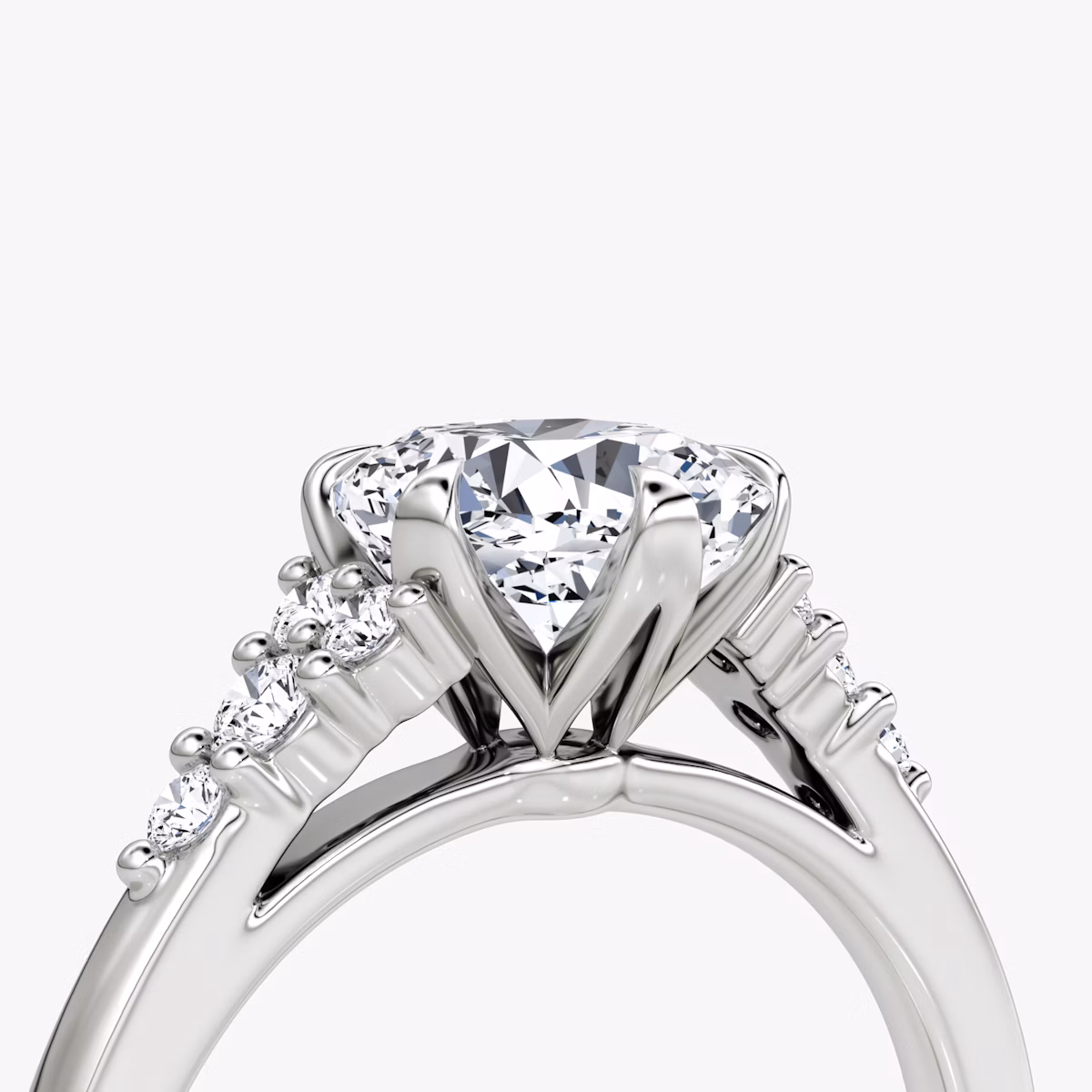 The Round Cluster Heirloom | Cushion | 18k | White Gold | bandAccent: Plain | diamondOrientation: vertical | caratWeight: other