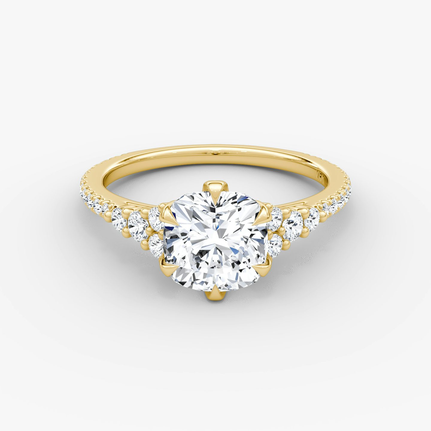 The Round Cluster Heirloom | Cushion | 18k | Yellow Gold | bandAccent: Pavé | diamondOrientation: vertical | caratWeight: other