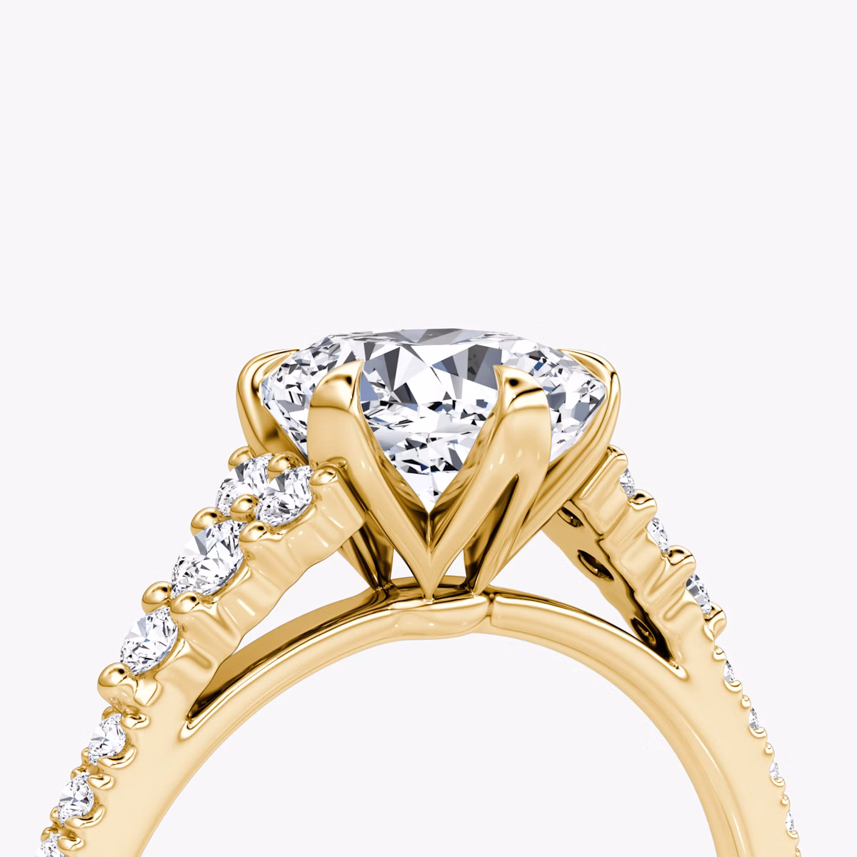 The Round Cluster Heirloom | Cushion | 18k | Yellow Gold | bandAccent: Pavé | diamondOrientation: vertical | caratWeight: other