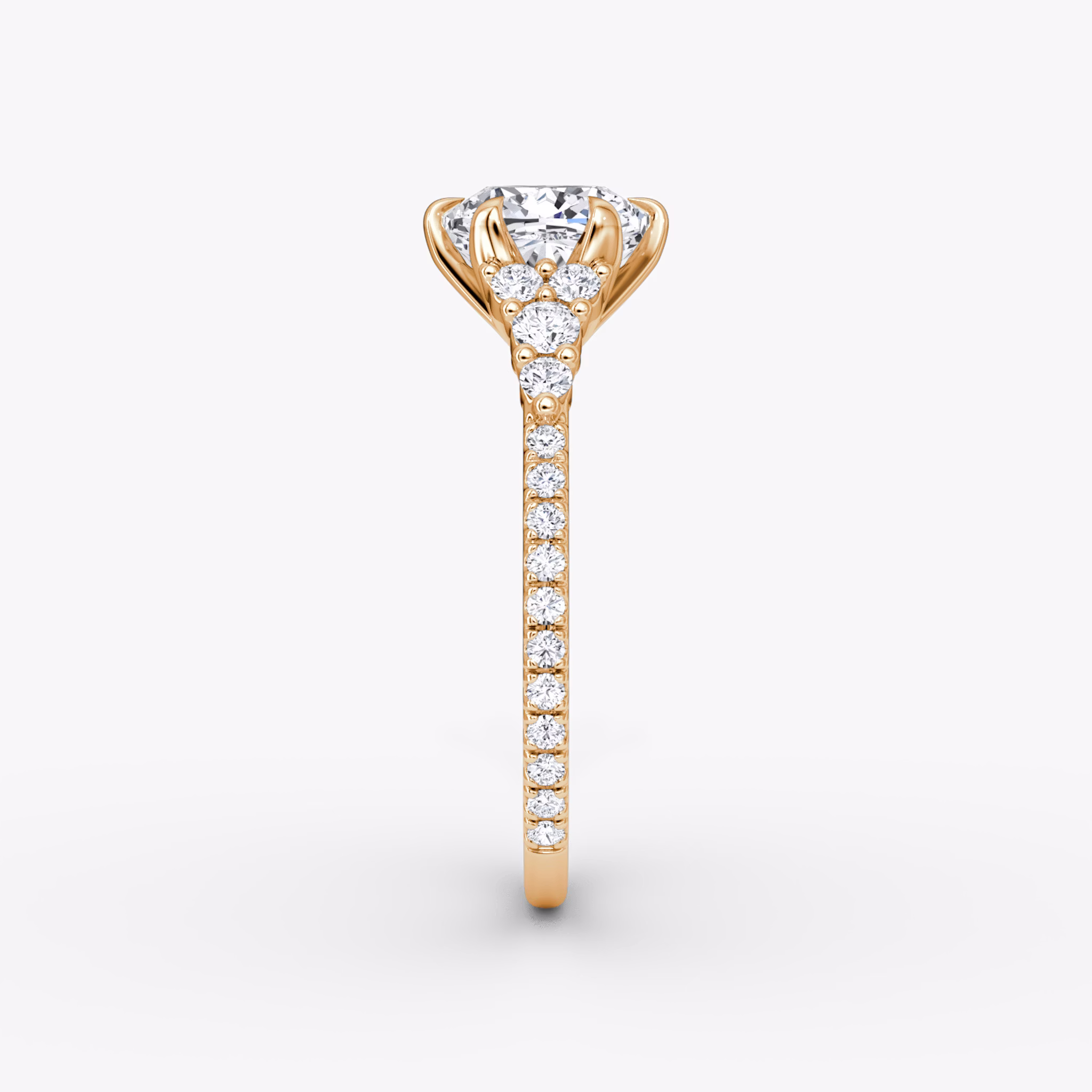 The Round Cluster Heirloom | Cushion | 14k | Roségold | bandAccent: Mit Pavé-Besatz | diamondOrientation: vertical | caratWeight: other