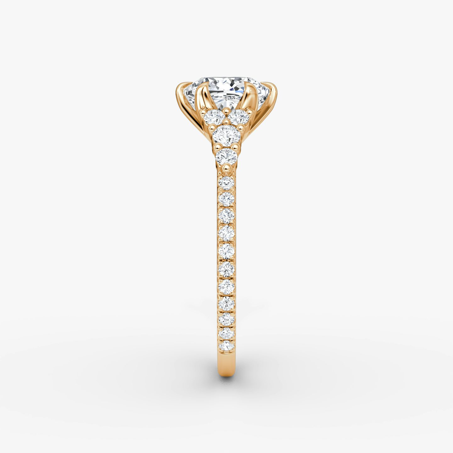 The Round Cluster Heirloom | Cushion | 14k | Rose Gold | bandAccent: Pavé | diamondOrientation: vertical | caratWeight: other