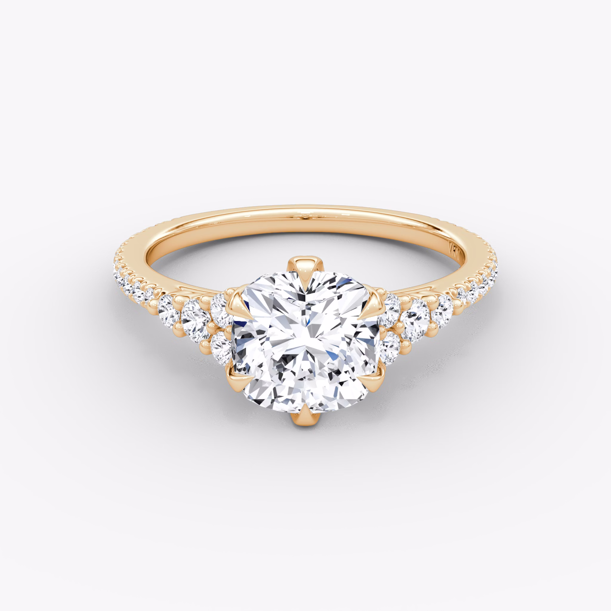 The Round Cluster Heirloom | Cushion | 14k | Roségold | bandAccent: Mit Pavé-Besatz | diamondOrientation: vertical | caratWeight: other