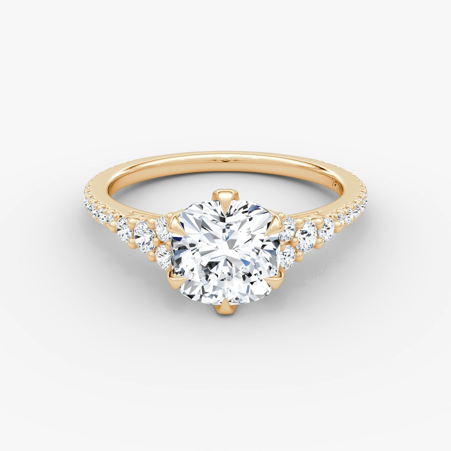 The Round Cluster Heirloom | Cushion | 14k | Rose Gold | bandAccent: Pavé | diamondOrientation: vertical | caratWeight: other