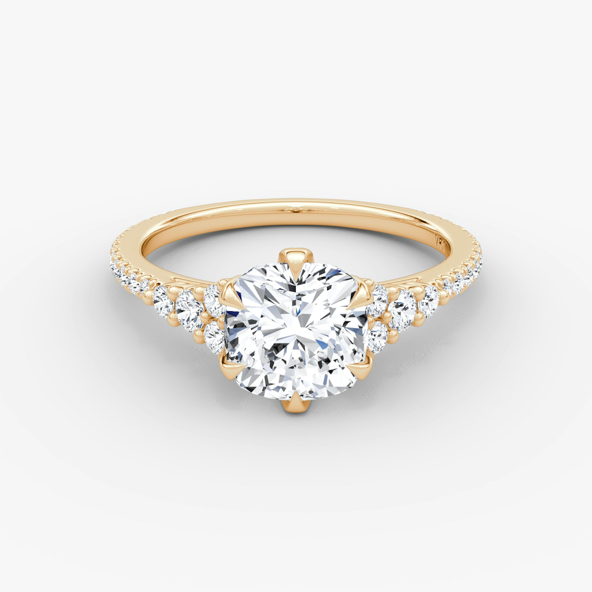 The Round Cluster Heirloom | Cushion | 14k | Roségold | bandAccent: Mit Pavé-Besatz | diamondOrientation: vertical | caratWeight: other