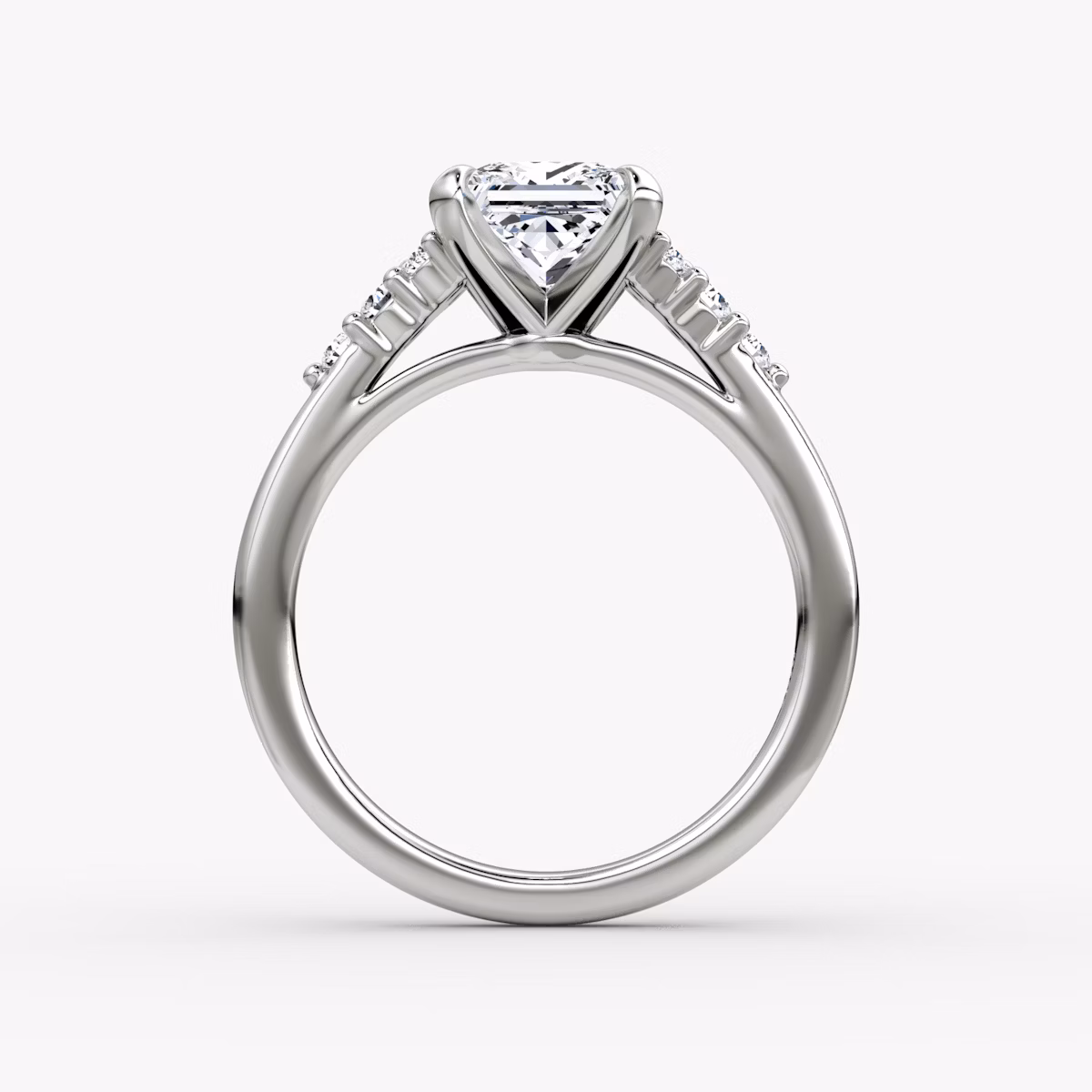 Anillo de compromiso Round Cluster Heirloom | Princesa | Platino | bandAccent: Simple | diamondOrientation: vertical | caratWeight: other