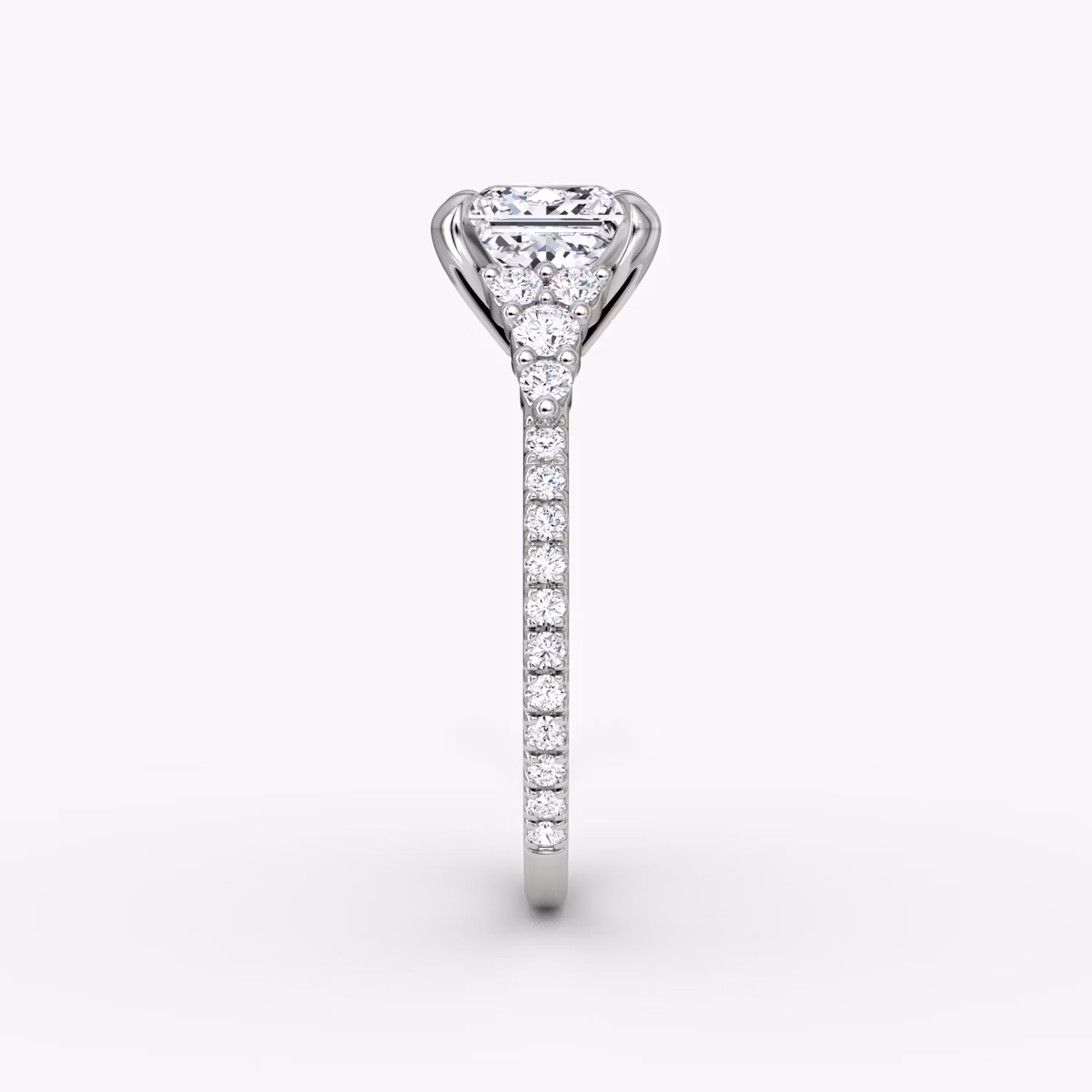The Round Cluster Heirloom | Princess | Platinum | bandAccent: Pavé | diamondOrientation: vertical | caratWeight: other