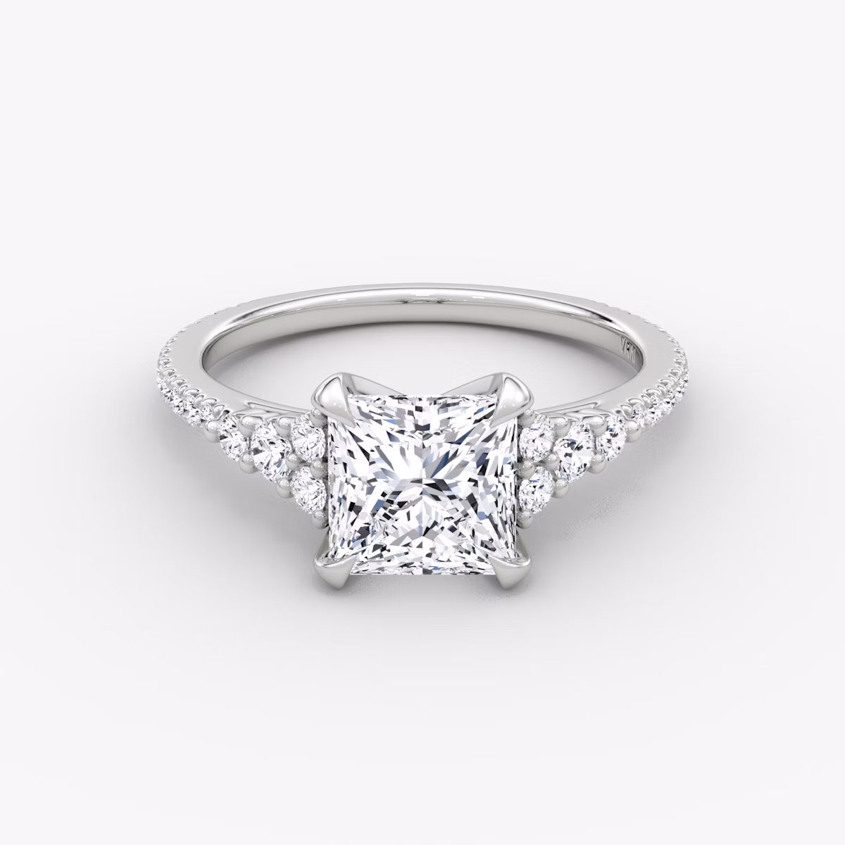 The Round Cluster Heirloom | Princess | Platinum | bandAccent: Pavé | diamondOrientation: vertical | caratWeight: other