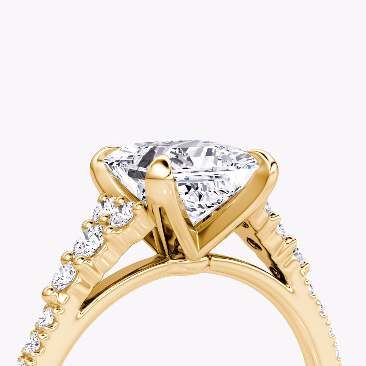 The Round Cluster Heirloom | Princess | 18k | Yellow Gold | bandAccent: Pavé | diamondOrientation: vertical | caratWeight: other