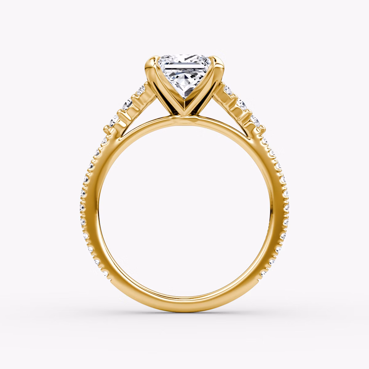 The Round Cluster Heirloom | Princess | 18k | Yellow Gold | bandAccent: Pavé | diamondOrientation: vertical | caratWeight: other