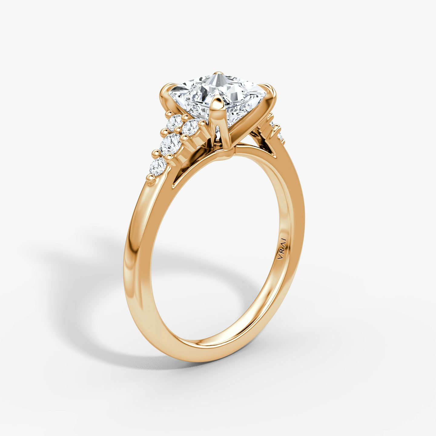 The Round Cluster Heirloom | Princess | 14k | Rose Gold | bandAccent: Plain | diamondOrientation: vertical | caratWeight: other