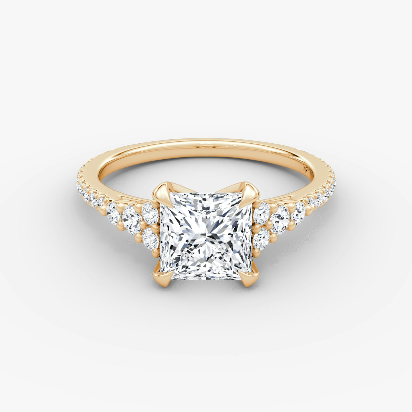 The Round Cluster Heirloom | Princess | 14k | Rose Gold | bandAccent: Pavé | diamondOrientation: vertical | caratWeight: other