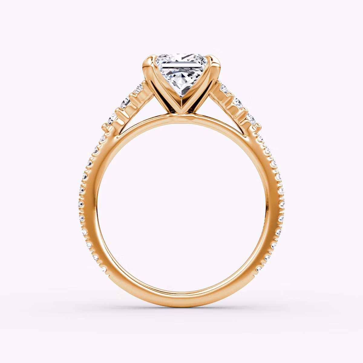 The Round Cluster Heirloom | Princess | 14k | Rose Gold | bandAccent: Pavé | diamondOrientation: vertical | caratWeight: other