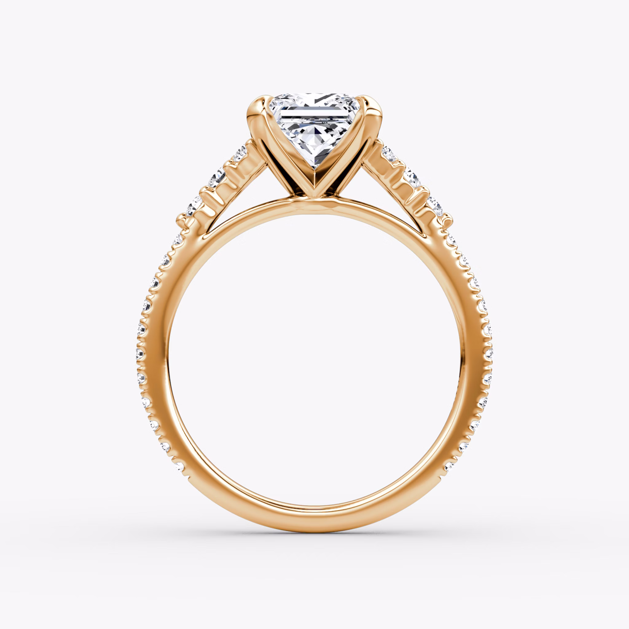 The Round Cluster Heirloom | Princess | 14k | Roségold | bandAccent: Mit Pavé-Besatz | diamondOrientation: vertical | caratWeight: other
