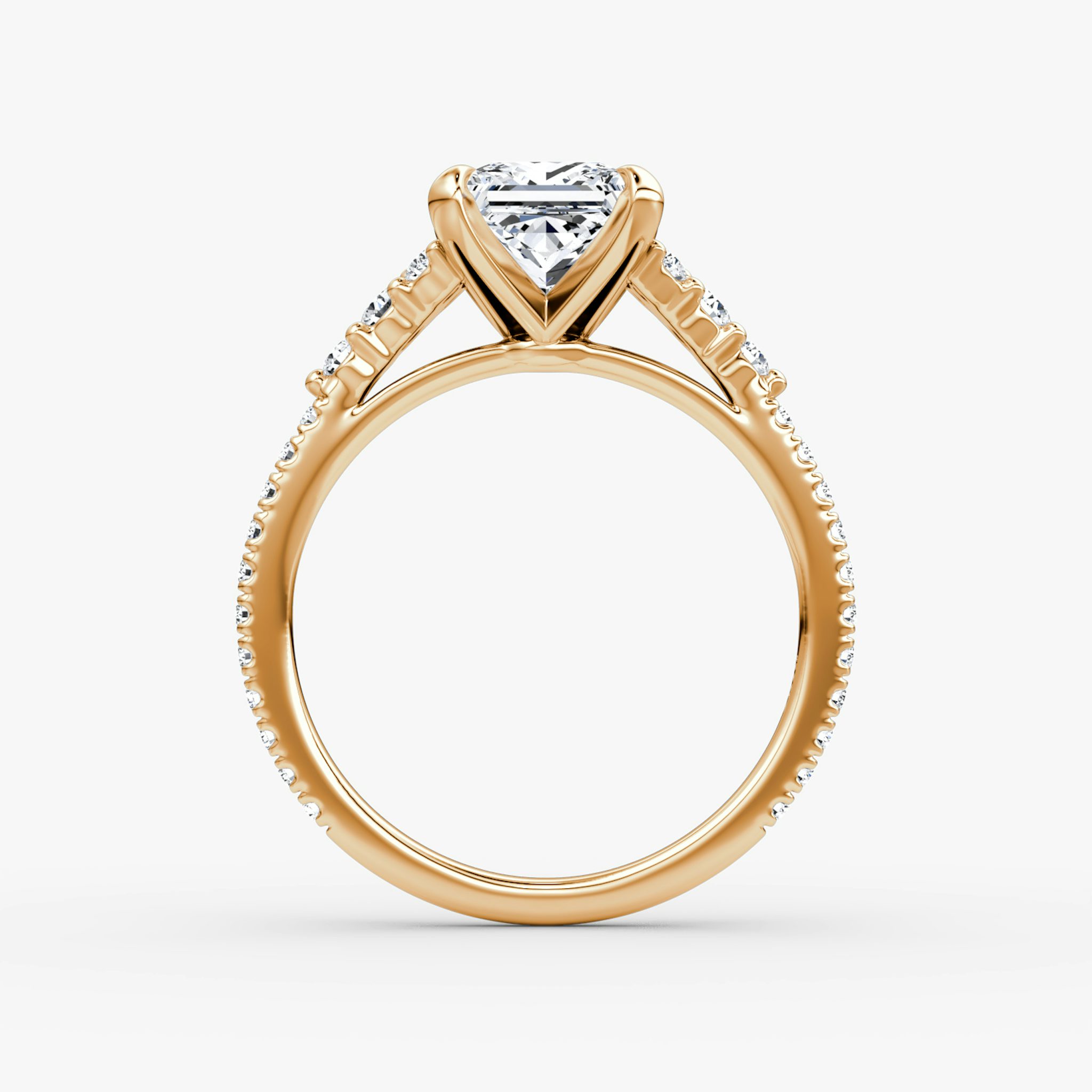 The Round Cluster Heirloom | Princess | 14k | Roségold | bandAccent: Mit Pavé-Besatz | diamondOrientation: vertical | caratWeight: other