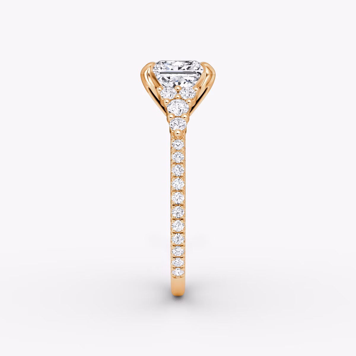 The Round Cluster Heirloom | Princess | 14k | Rose Gold | bandAccent: Pavé | diamondOrientation: vertical | caratWeight: other