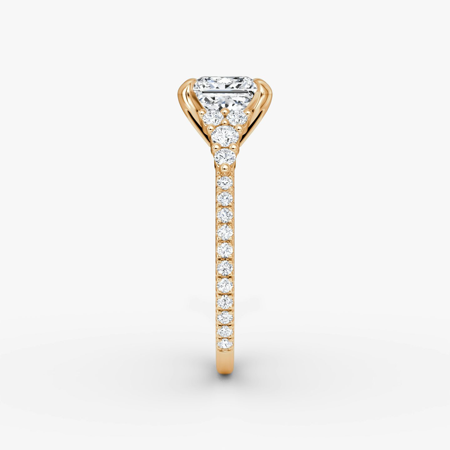 The Round Cluster Heirloom | Princess | 14k | Rose Gold | bandAccent: Pavé | diamondOrientation: vertical | caratWeight: other