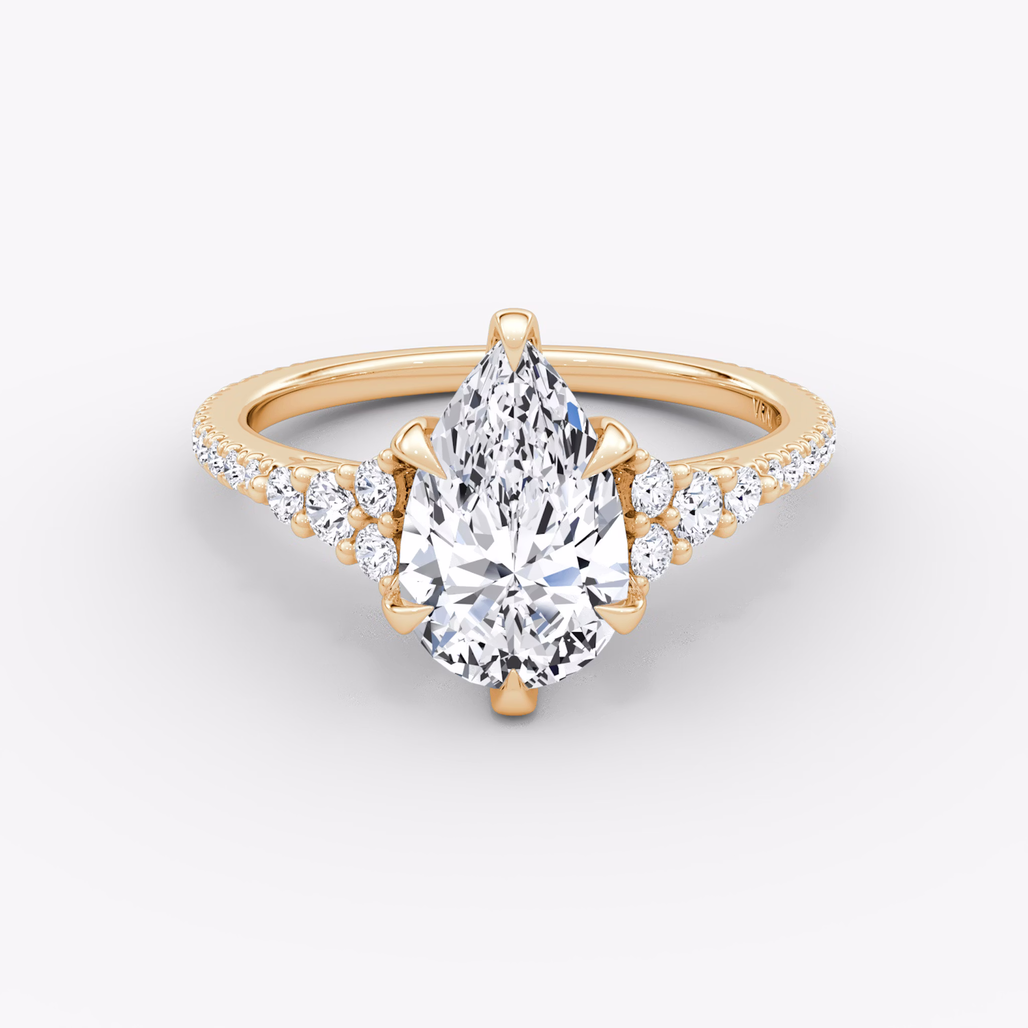 The Round Cluster Heirloom | Tropfen | 14k | Roségold | bandAccent: Mit Pavé-Besatz | diamondOrientation: vertical | caratWeight: other