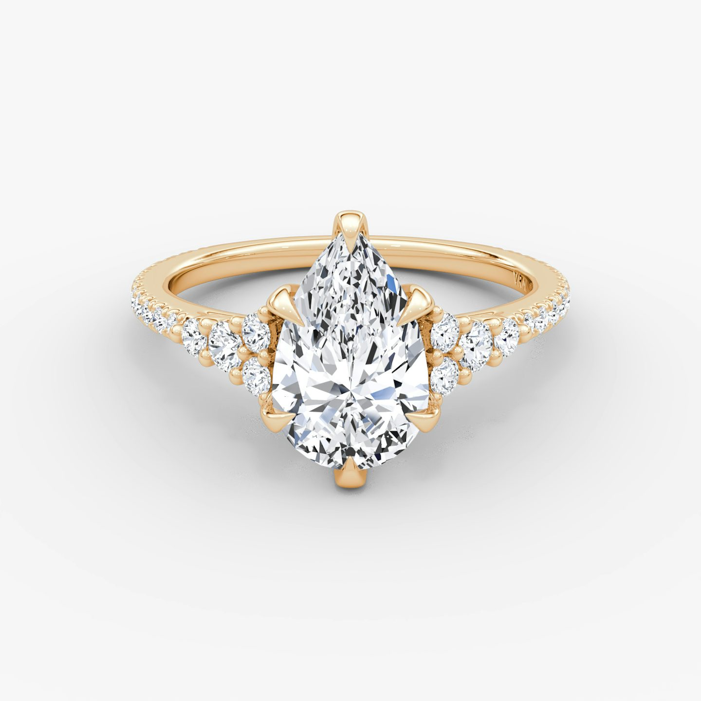 The Round Cluster Heirloom | Pear | 14k | Rose Gold | bandAccent: Pavé | diamondOrientation: vertical | caratWeight: other