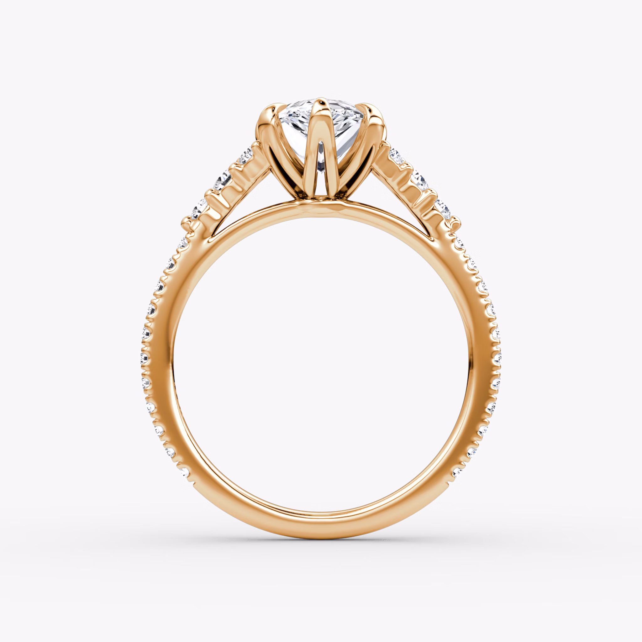 The Round Cluster Heirloom | Tropfen | 14k | Roségold | bandAccent: Mit Pavé-Besatz | diamondOrientation: vertical | caratWeight: other