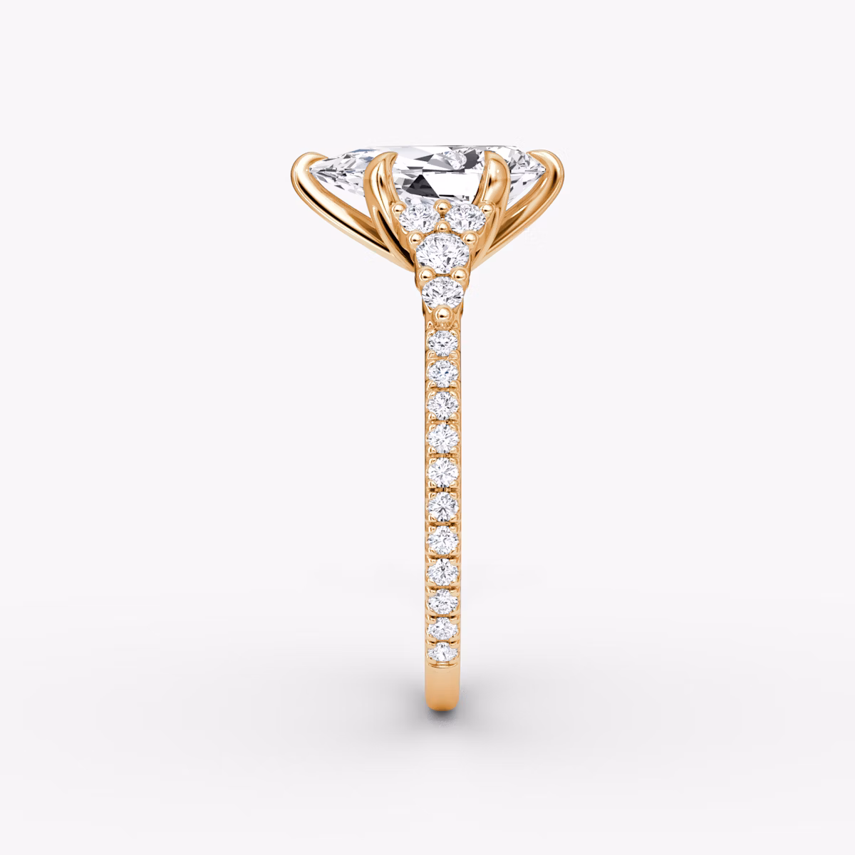 The Round Cluster Heirloom | Pear | 14k | Rose Gold | bandAccent: Pavé | diamondOrientation: vertical | caratWeight: other