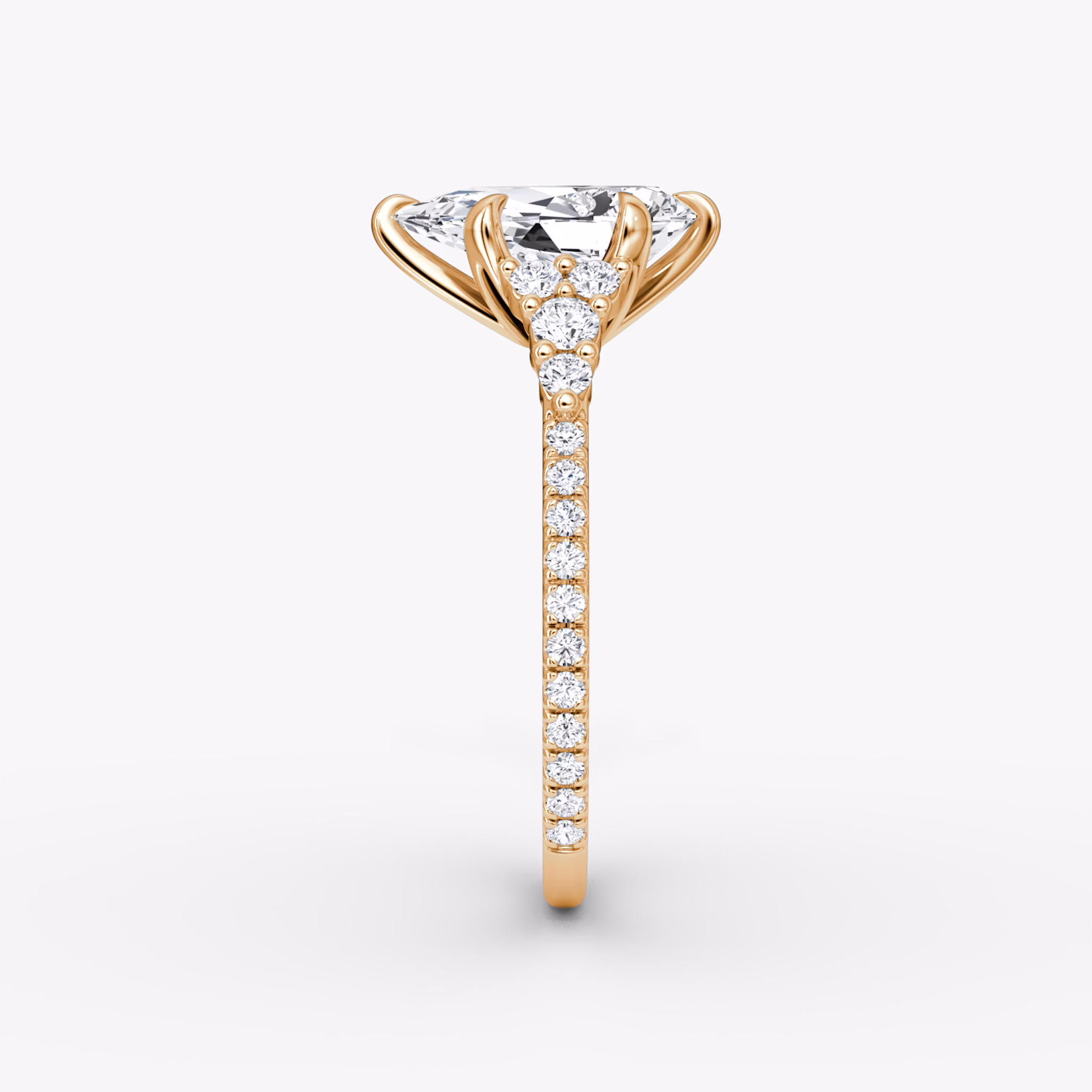 The Round Cluster Heirloom | Tropfen | 14k | Roségold | bandAccent: Mit Pavé-Besatz | diamondOrientation: vertical | caratWeight: other