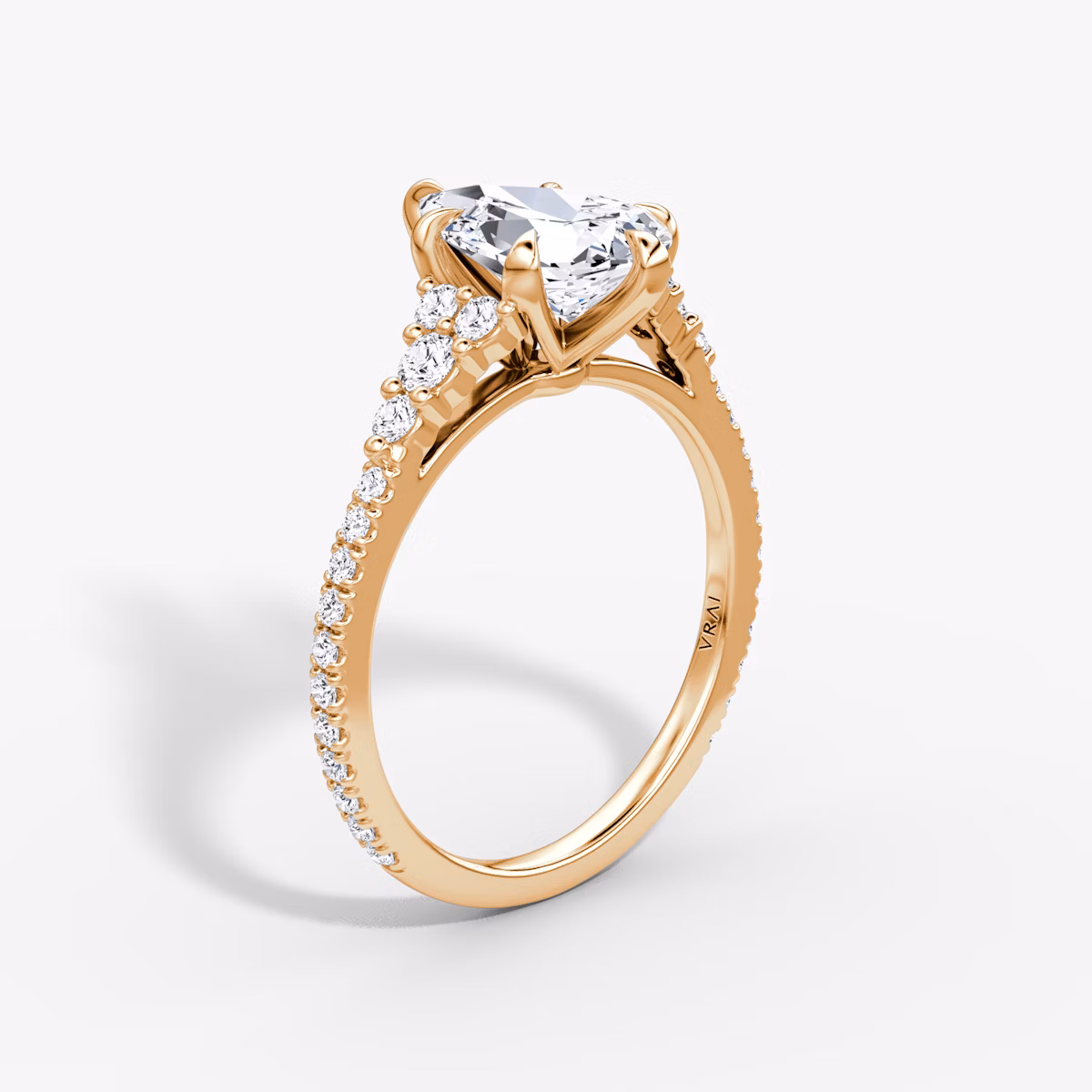 The Round Cluster Heirloom | Pear | 14k | Rose Gold | bandAccent: Pavé | diamondOrientation: vertical | caratWeight: other