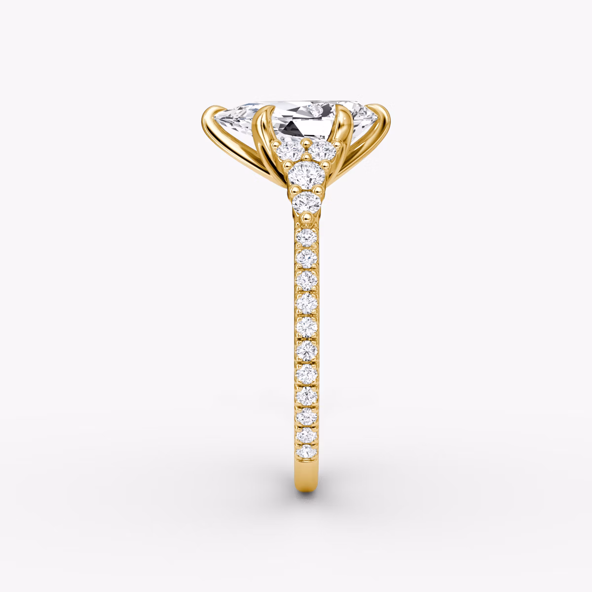 The Round Cluster Heirloom | Pear | 18k | Yellow Gold | bandAccent: Pavé | diamondOrientation: vertical | caratWeight: other