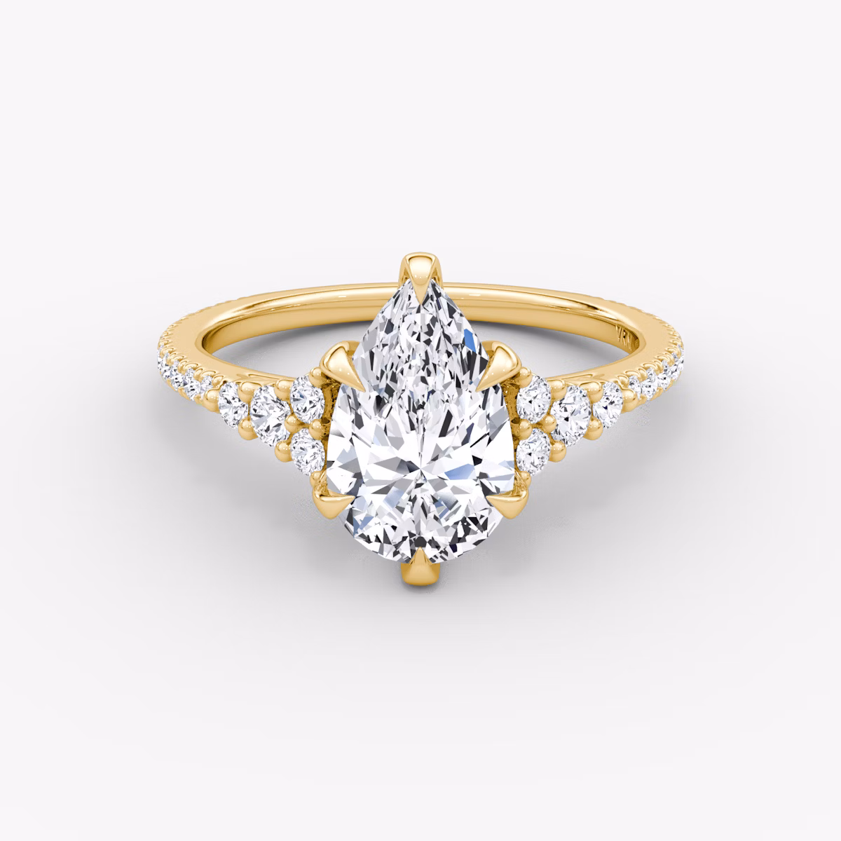 The Round Cluster Heirloom | Pear | 18k | Yellow Gold | bandAccent: Pavé | diamondOrientation: vertical | caratWeight: other