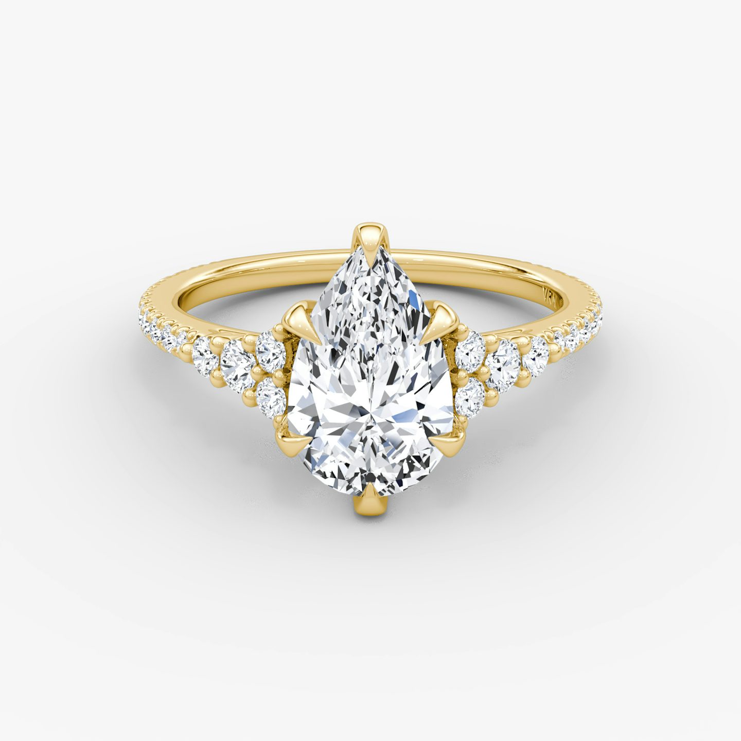 The Round Cluster Heirloom | Pear | 18k | Yellow Gold | bandAccent: Pavé | diamondOrientation: vertical | caratWeight: other