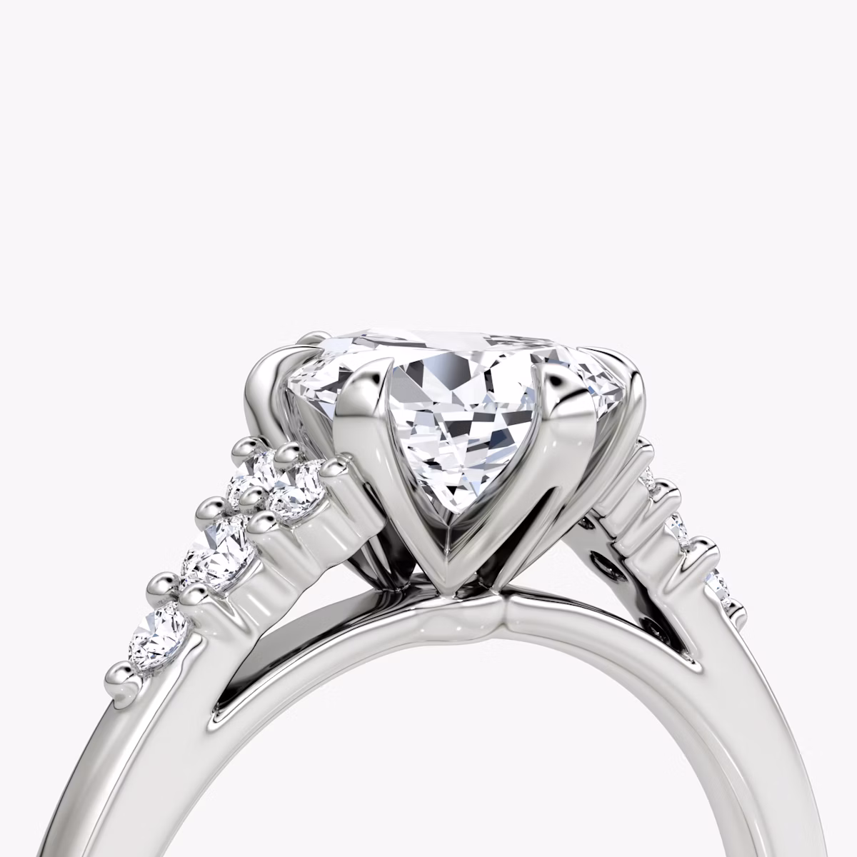 The Round Cluster Heirloom | Pear | Platinum | bandAccent: Plain | diamondOrientation: vertical | caratWeight: other