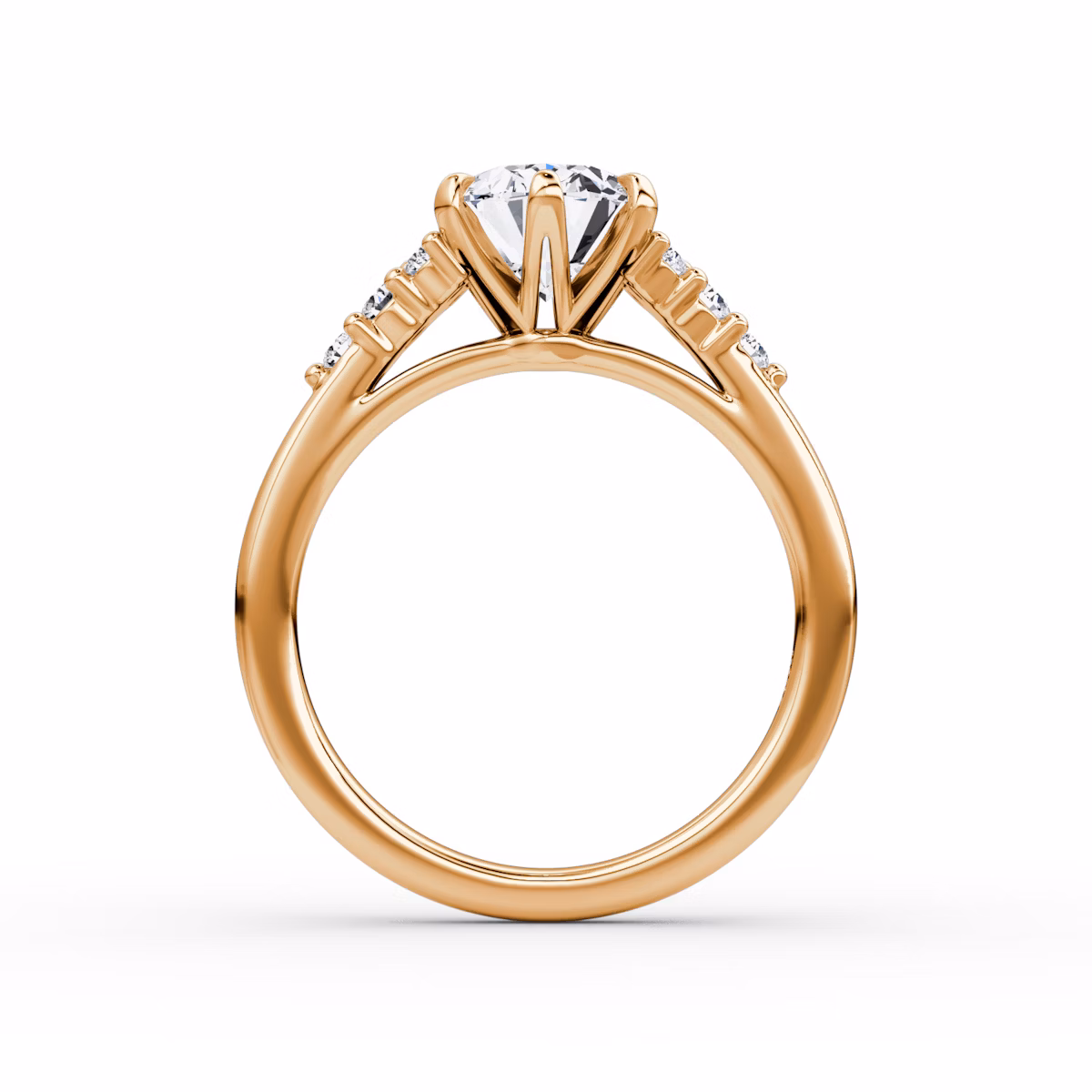 The Round Cluster Heirloom | Oval | 14k | Rose Gold | bandAccent: Plain | diamondOrientation: vertical | caratWeight: other