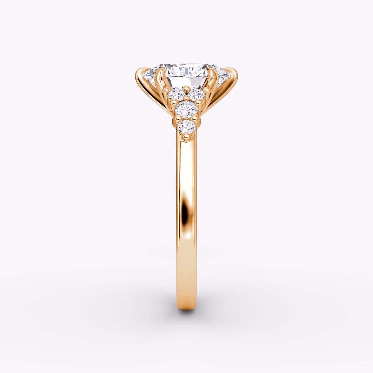 The Round Cluster Heirloom | Oval | 14k | Rose Gold | bandAccent: Plain | diamondOrientation: vertical | caratWeight: other