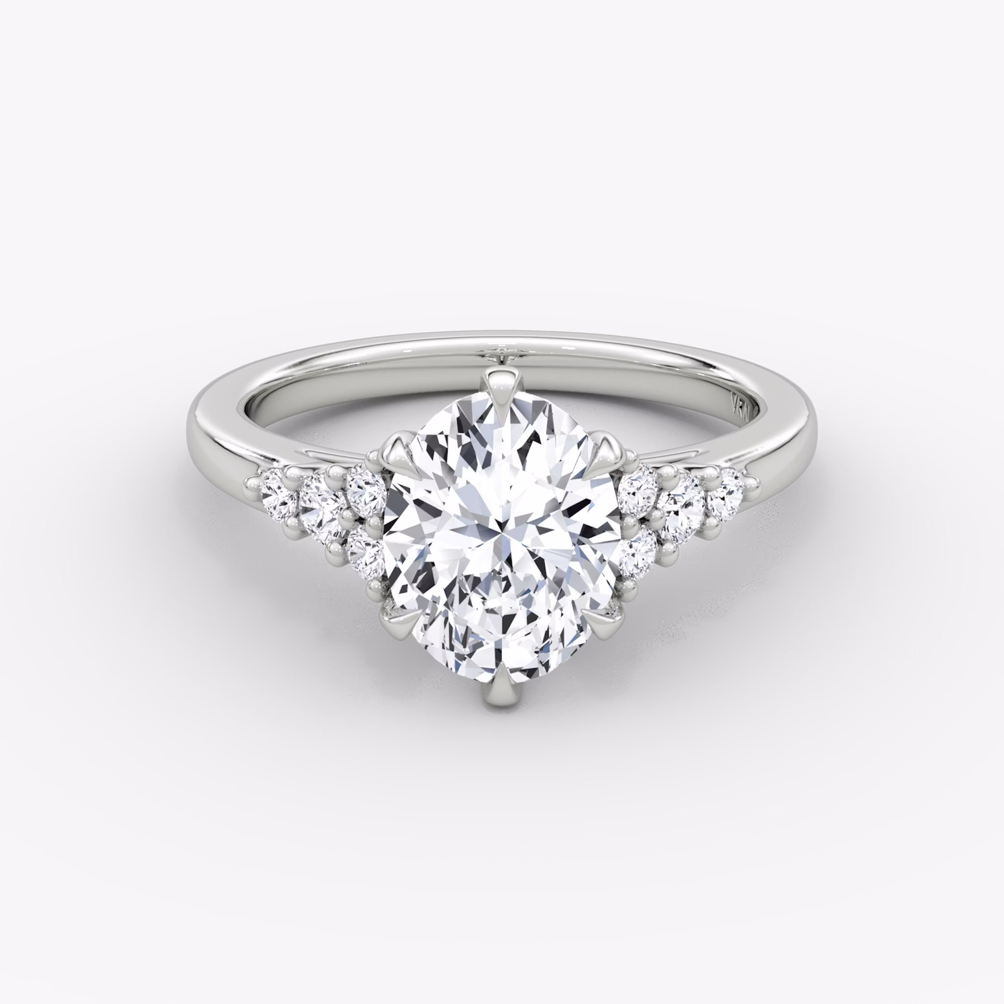 The Round Cluster Heirloom | Oval | Platinum | bandAccent: Plain | diamondOrientation: vertical | caratWeight: other