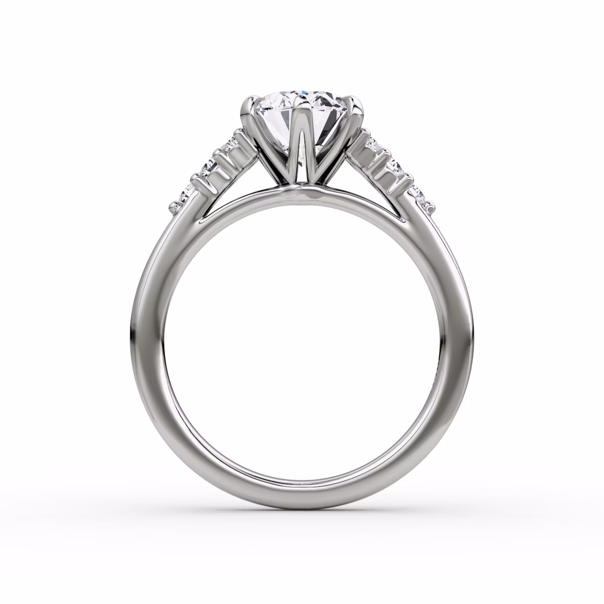 The Round Cluster Heirloom | Oval | 18k | White Gold | bandAccent: Plain | diamondOrientation: vertical | caratWeight: other