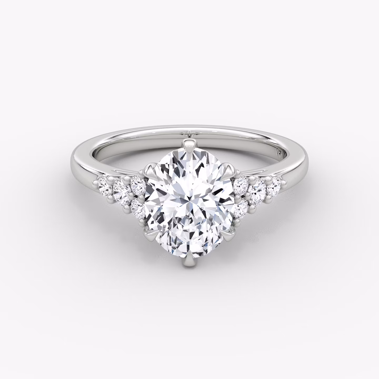 The Round Cluster Heirloom | Oval | 18k | White Gold | bandAccent: Plain | diamondOrientation: vertical | caratWeight: other