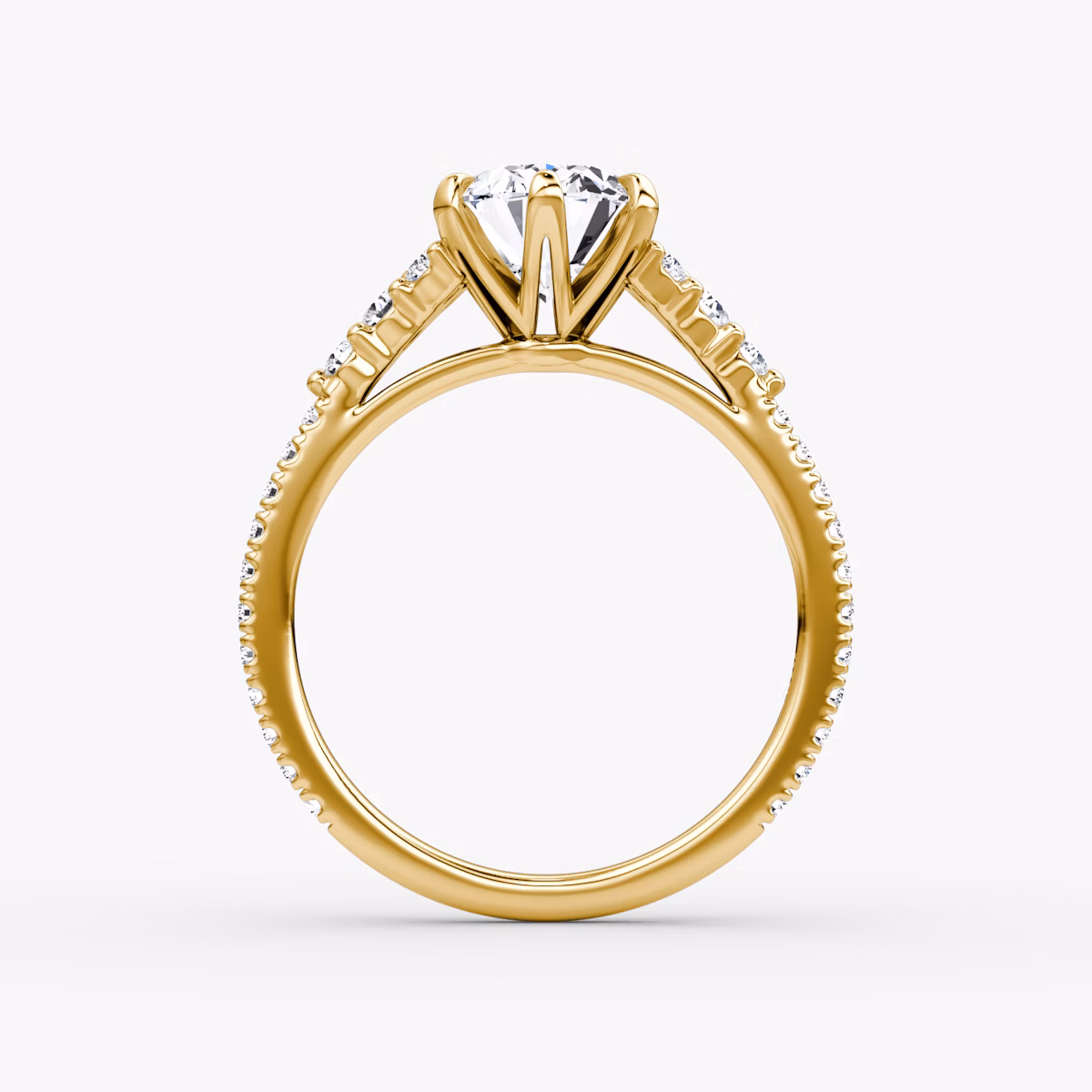 The Round Cluster Heirloom | Oval | 18k | Yellow Gold | bandAccent: Pavé | diamondOrientation: vertical | caratWeight: other
