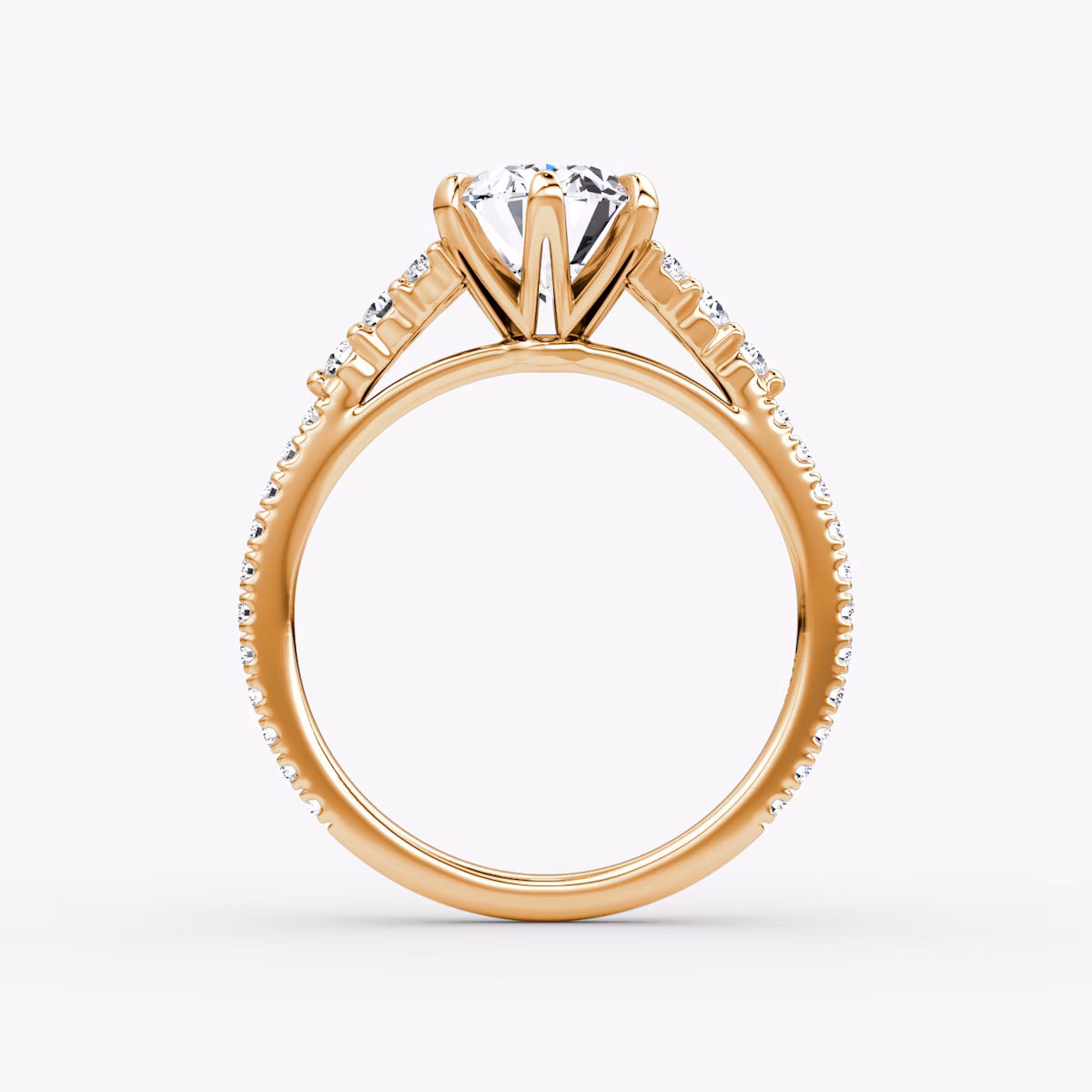 The Round Cluster Heirloom | Oval | 14k | Rose Gold | bandAccent: Pavé | diamondOrientation: vertical | caratWeight: other