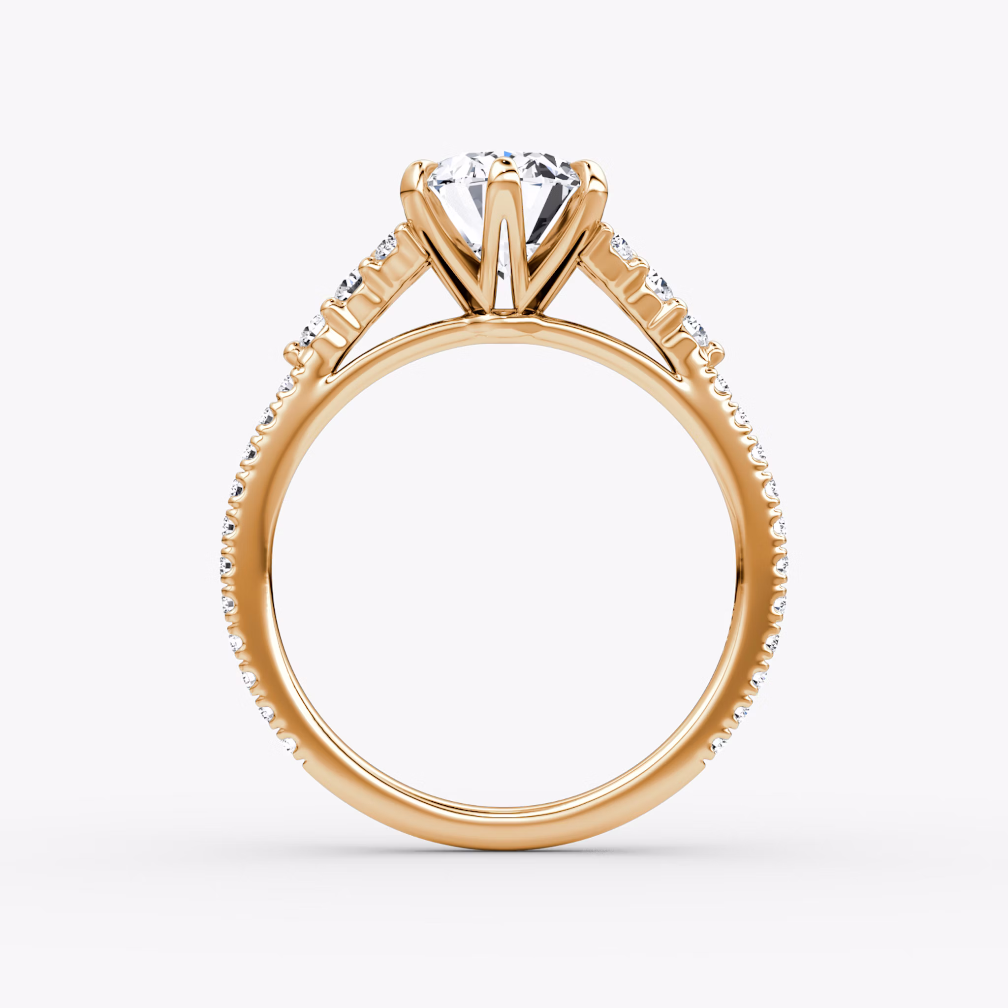 The Round Cluster Heirloom | Oval | 14k | Roségold | bandAccent: Mit Pavé-Besatz | diamondOrientation: vertical | caratWeight: other