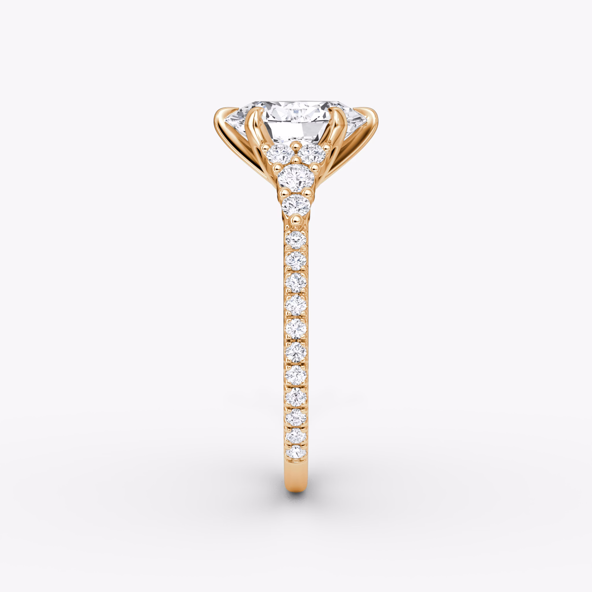 The Round Cluster Heirloom | Oval | 14k | Roségold | bandAccent: Mit Pavé-Besatz | diamondOrientation: vertical | caratWeight: other