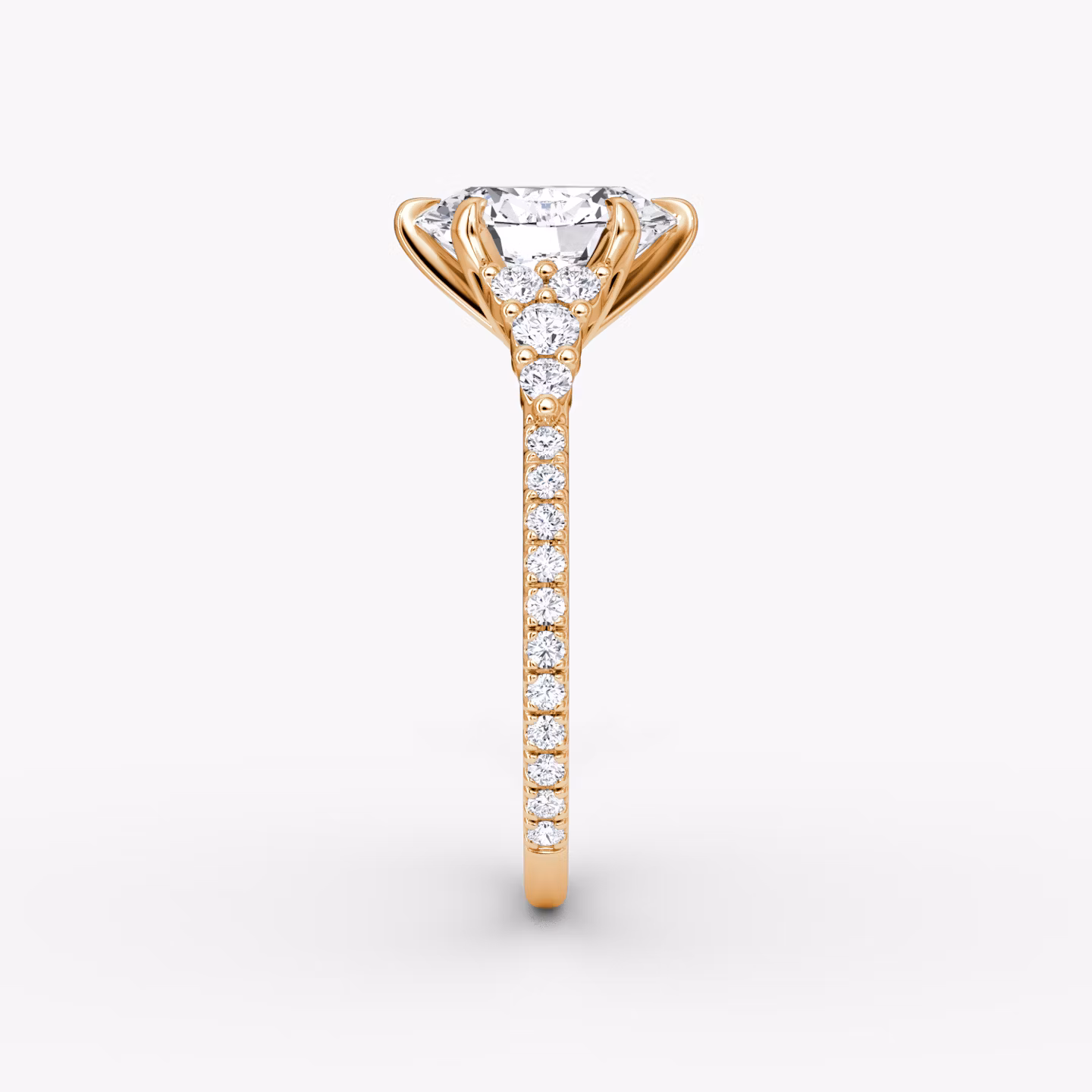 The Round Cluster Heirloom | Oval | 14k | Rose Gold | bandAccent: Pavé | diamondOrientation: vertical | caratWeight: other