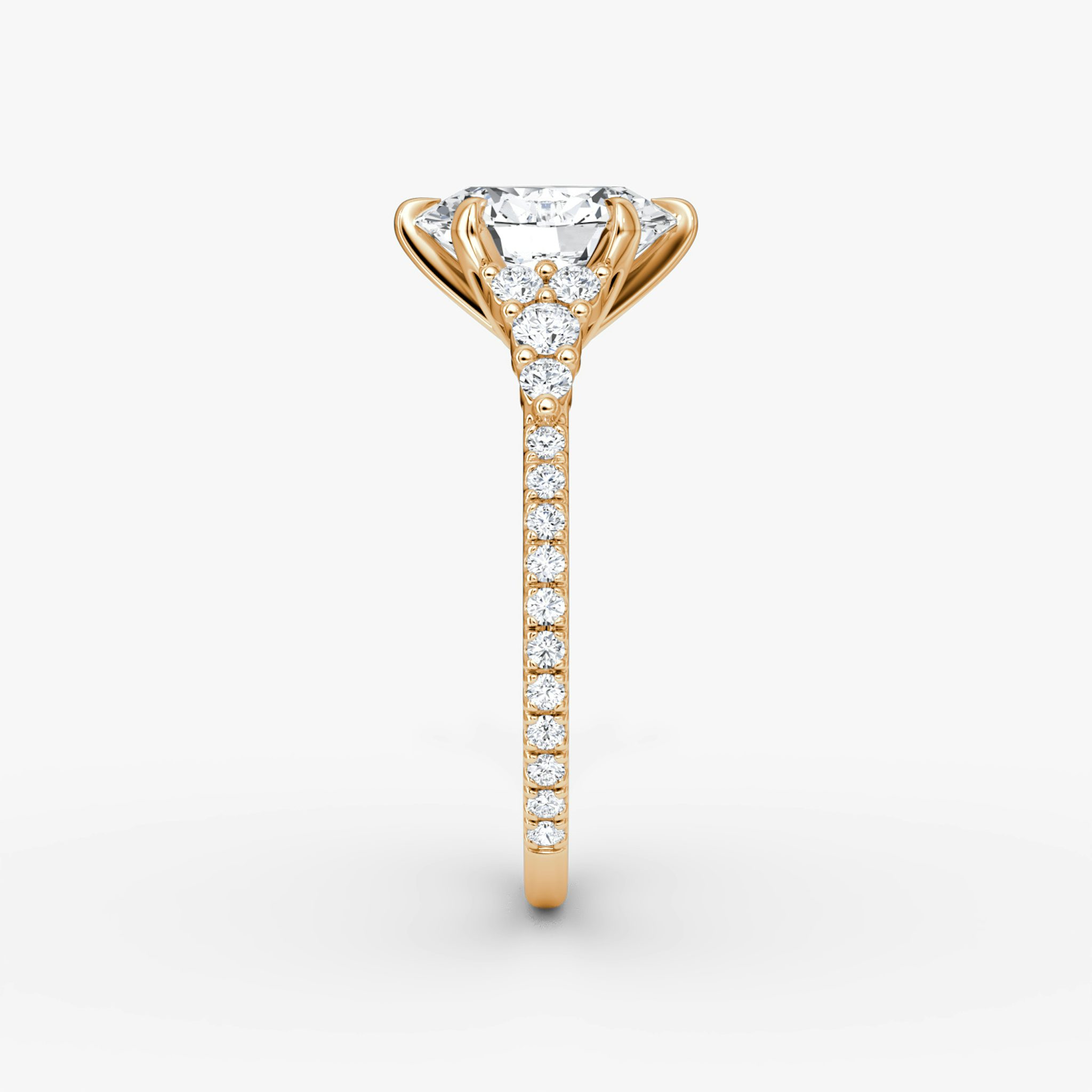 The Round Cluster Heirloom | Oval | 14k | Roségold | bandAccent: Mit Pavé-Besatz | diamondOrientation: vertical | caratWeight: other