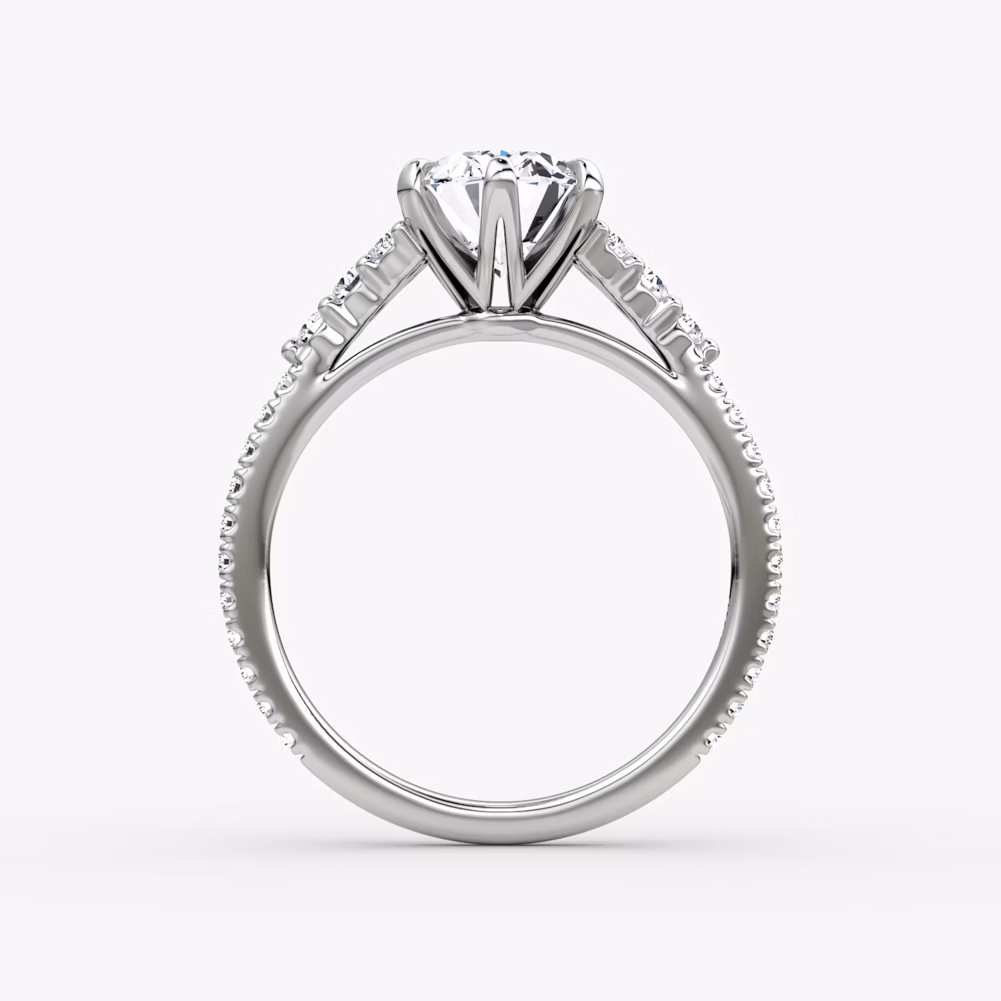 The Round Cluster Heirloom | Oval | 18k | White Gold | bandAccent: Pavé | diamondOrientation: vertical | caratWeight: other