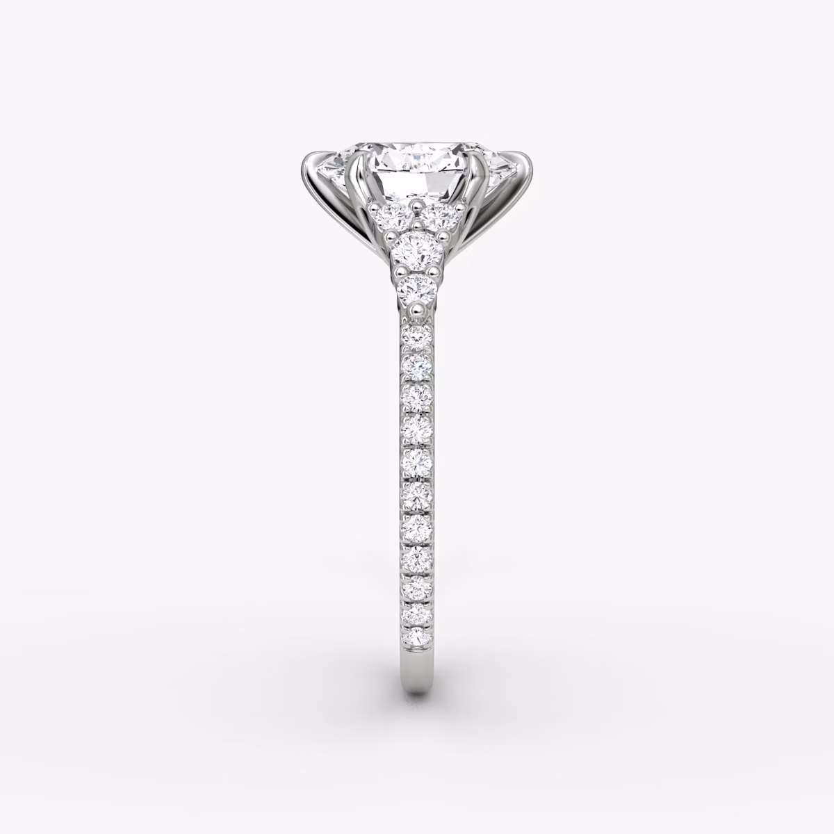 The Round Cluster Heirloom | Oval | 18k | White Gold | bandAccent: Pavé | diamondOrientation: vertical | caratWeight: other
