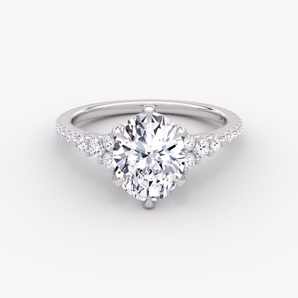 The Round Cluster Heirloom | Oval | 18k | White Gold | bandAccent: Pavé | diamondOrientation: vertical | caratWeight: other