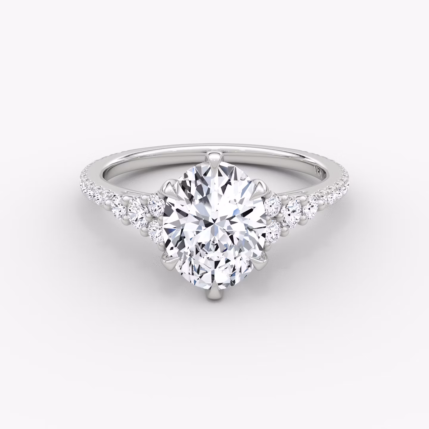 The Round Cluster Heirloom | Oval | 18k | White Gold | bandAccent: Pavé | diamondOrientation: vertical | caratWeight: other