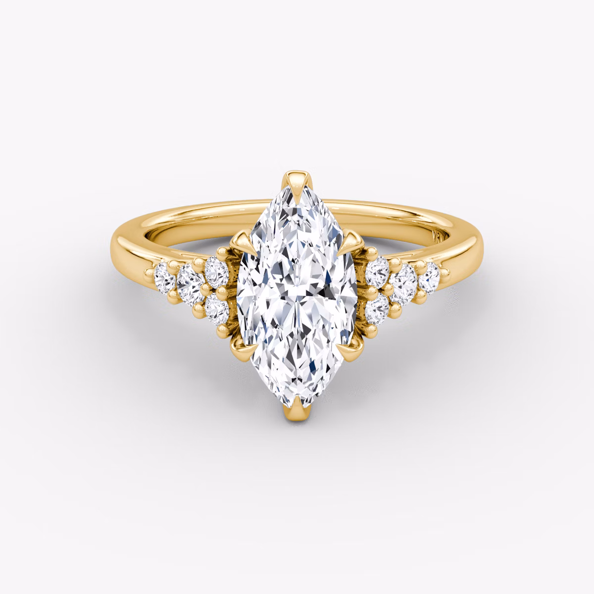 Anillo de compromiso Round Cluster Heirloom | Marquise | 18k | Oro amarillo | bandAccent: Simple | diamondOrientation: vertical | caratWeight: other